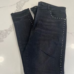 dl1961 Chrissy Ultra High Rise Studded Skinny Jeans